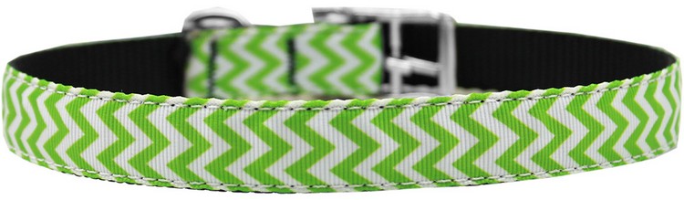 Chevrons Nylon Dog Collar with classic buckle 3/4" Lime Green Size 22